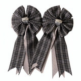 * Show Bows: Gray Plaid on Dove Swiss Dot 🩶