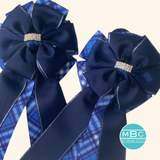 * Show Bows: Navy On Blue Plaid