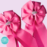 * Show Bows: Double Pink Swiss Dot