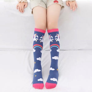 Boot Socks: Youth ~ Unicorn Rainbow Navy