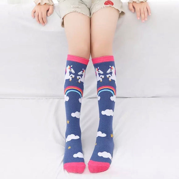 Boot Socks: Youth ~ Unicorn Rainbow Navy