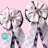 * Show Bows: Snaffle Pink/White on Pink/Black Plaid • NEW