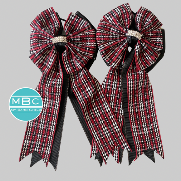 * Show Bows: Red Plaid on Black • NEW