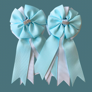 * Show Bows: Sky Swiss Dot on White