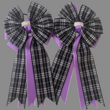 Show Bows: Black Plaid on Amethyst