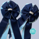 Show Bows: Navy on Baby Blue