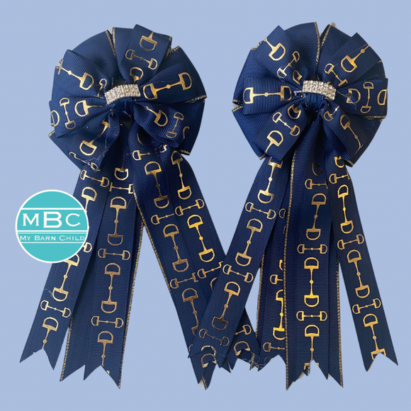 Show Bows: Snaffles - Gold Foil on Navy