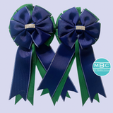 SHOW BOWS: NAVY ON EVERGREEN