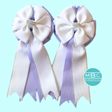 Show Bows: White on Lavender Swiss Dot