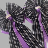 Show Bows: Black Plaid on Amethyst