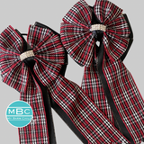 * Show Bows: Red Plaid on Black • NEW