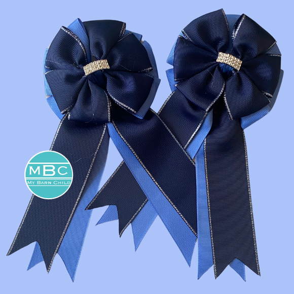 Show Bows: Navy on CornFlower