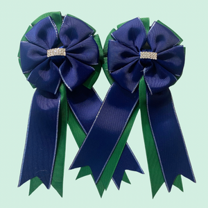 SHOW BOWS: NAVY ON EVERGREEN