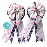 * Show Bows: Snaffle Pink/White on Pink/Black Plaid • NEW