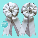 Show Bows: White on Dove Swiss Dot