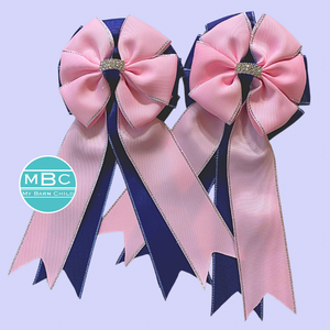 Show Bows: Baby Pink on Navy