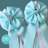 * Show Bows: Sky Swiss Dot on White