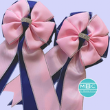 Show Bows: Baby Pink on Navy