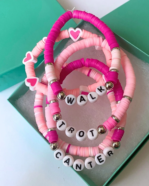 Arenas Tour Bracelet Stack: Walk Trot Canter Pink • NEW