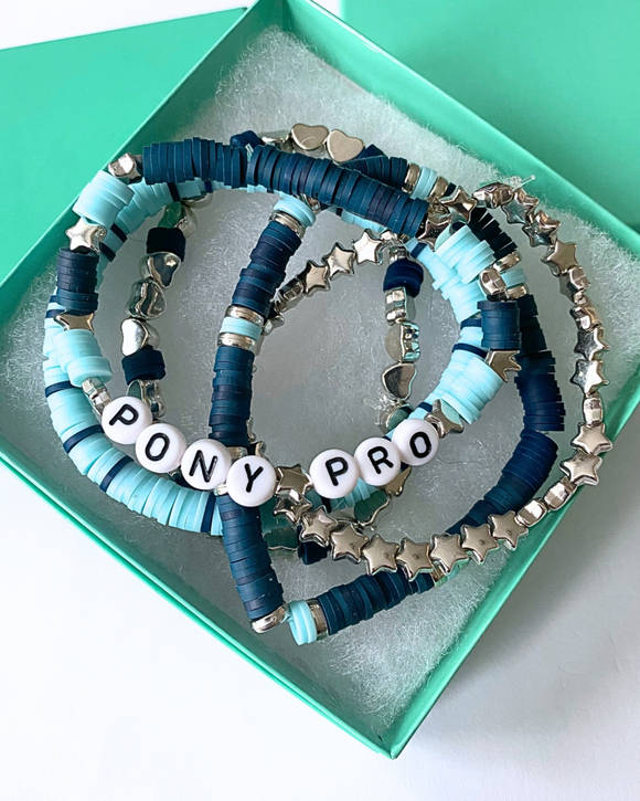 Arenas Tour Bracelet Stack: Pony Pro Navy/Sky/Silver • NEW