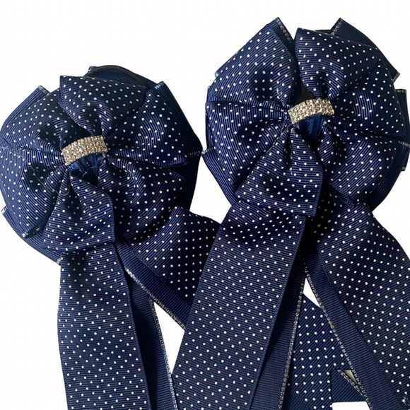 Show Bows: Navy Swiss Dot on Navy