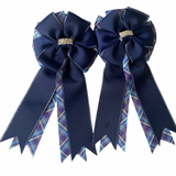 Show Bows: Navy on Blues Plaid