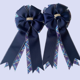 Show Bows: Navy on Blues Plaid