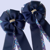 Show Bows: Navy on Blues Plaid