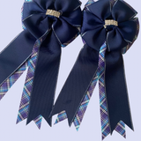 Show Bows: Navy on Blues Plaid