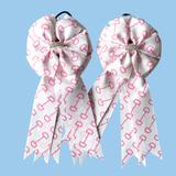 Show Bows: Snaffles - Double White/Pink
