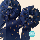 * Show Bows: Navy w/Metallic Gold Bow Print