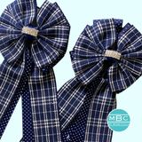 * Show Bows: Navy/Navy Plaid/SwissDot