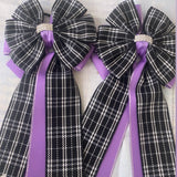 🫶 Show Bows: Black Plaid on Purple