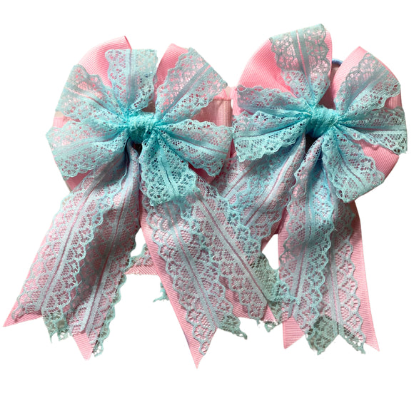 * Show Bows: Tiffany  Lace on Pink • SALE