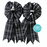 * Show Bows: Black Plaid on Black Swiss Dot