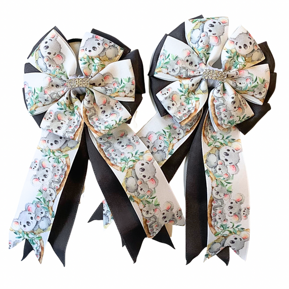 ** Show Bows: Koalas On Charcoal *One Pair Only!