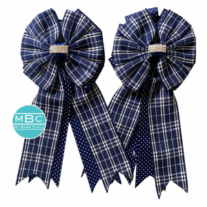 * Show Bows: Navy/Navy Plaid/SwissDot