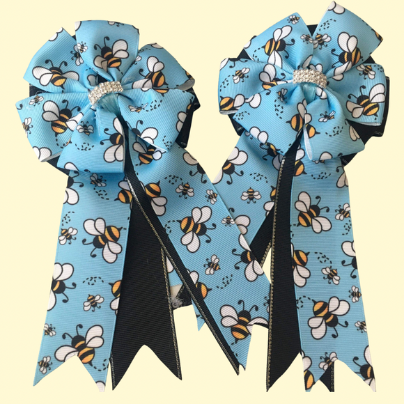 💗 Show Bows: Bumble Bees Blue