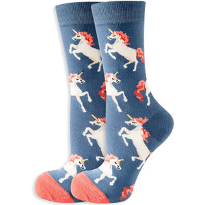 🫶 Crew Socks: Unicorns Blue/Coral