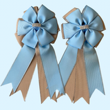 Show Bows: Light Blue on Tan