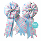 * Show Bows: Pink/Baby Blue Plaid