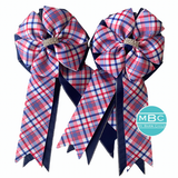 * Show Bows: Red, White & Blue Plaid