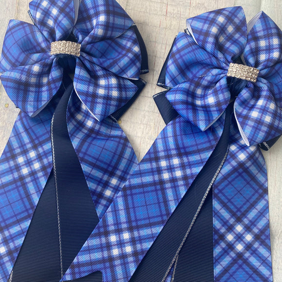 ❤️ Show Bows: Blue Plaid/Navy *NEW