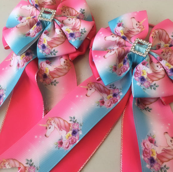 Show Bows: Unicorns Pink/Blue Ombré • CLEARANCE