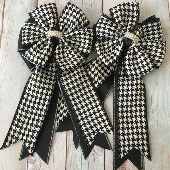 💙 Show Bows: Houndstooth Black/White