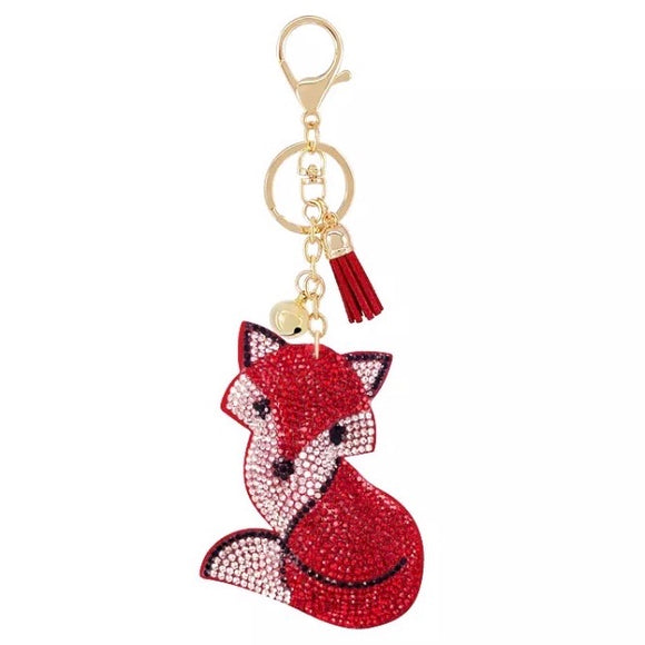 ✨KeyChain / Bag Charm: Fox ~ Sparkle ~ Red