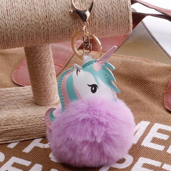 ✨ KeyChain / Bag Charm: Pom Pom Pets ~ Unicorn ~ Sassy ~ Lavender