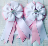 🫶 Show Bows: White on Pink Swiss Dot 💗 NEW