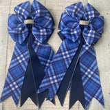 ❤️ Show Bows: Blue Plaid/Navy *NEW