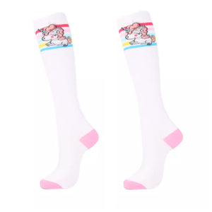 Kids’s Socks: Unicorns on Stripes 🌟